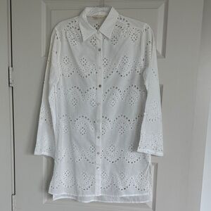 Adiva Cream Eyelet Beach Cover-up